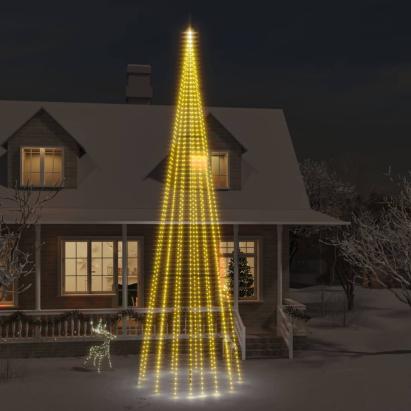Brad de Crăciun pe catarg, 1134 LED-uri, alb cald, 800 cm GartenMobel Dekor