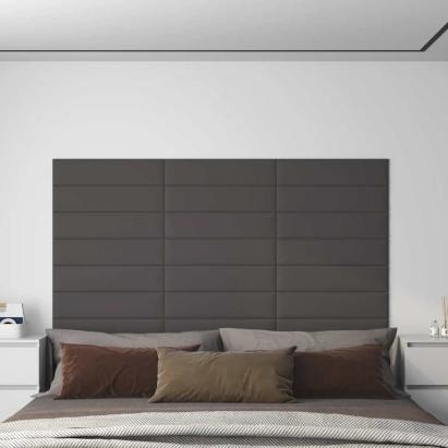 Panouri de perete, 12 buc. gri închis 60x15 cm textil 1,08 m² GartenMobel Dekor