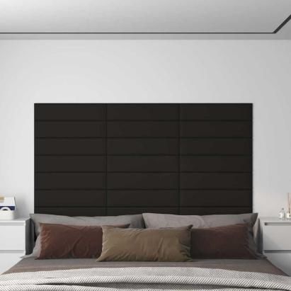 Panouri de perete, 12 buc., negru, 60x15 cm, textil, 1,08 m² GartenMobel Dekor