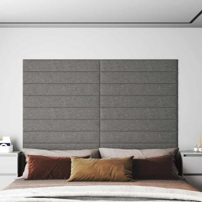 Panouri de perete 12 buc. gri deschis 90x15 cm textil 1,62 m² GartenMobel Dekor