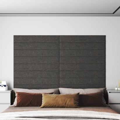 Panouri de perete 12 buc. gri închis 90x15 cm textil 1,62 m² GartenMobel Dekor