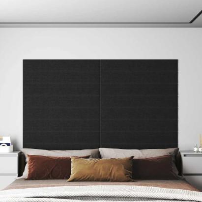 Panouri de perete 12 buc. negru 90x15 cm textil 1,62 m² GartenMobel Dekor