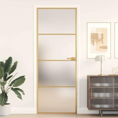 Ușă interior Slim auriu 76x201,5 cm sticlă securizată/aluminiu GartenMobel Dekor
