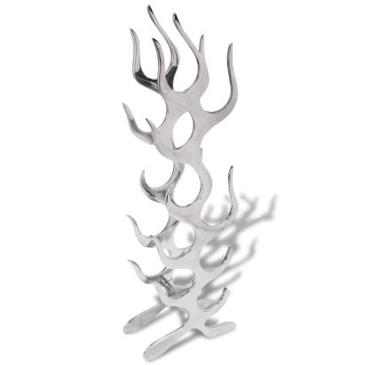 Raft pt. vinuri din aluminiu argintiu, formă flacără, 9 sticle GartenMobel Dekor