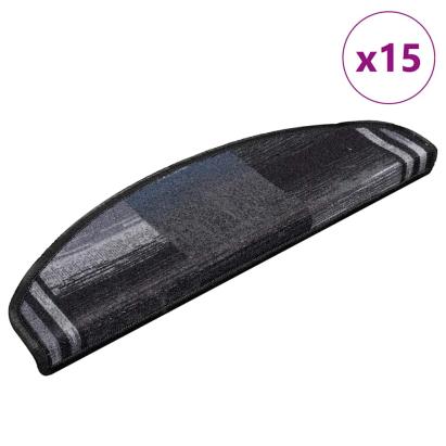 Covorașe scări autoadezive, 15 buc., negru și gri, 65x21x4 cm GartenMobel Dekor