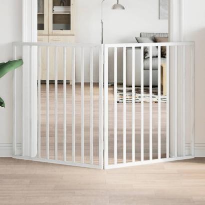 Poartă pentru câini pliabilă, 2 panouri, alb, 160 cm, lemn plop GartenMobel Dekor