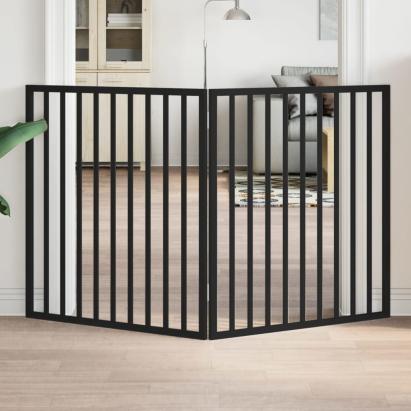 Poartă pentru câini pliabilă 2 panouri negru, 160 cm, lemn plop GartenMobel Dekor