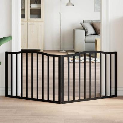 Poartă pentru câini pliabilă 2 panouri negru, 160 cm, lemn plop GartenMobel Dekor