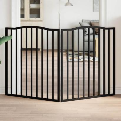 Poartă pentru câini pliabilă 2 panouri negru, 160 cm, lemn plop GartenMobel Dekor