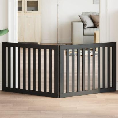 Poartă pentru câini pliabilă 2 panouri negru, 160 cm, lemn plop GartenMobel Dekor