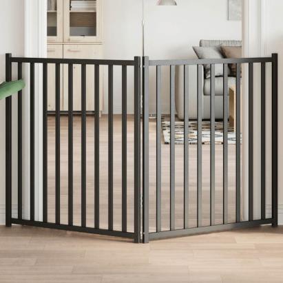 Poartă pentru câini pliabilă 2 panouri negru, 160 cm, lemn brad GartenMobel Dekor