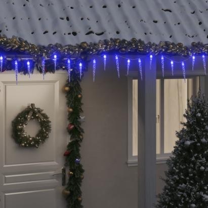 Luminițe de Crăciun țurțuri 200 LED-uri albastru 20 m PVC acril GartenMobel Dekor
