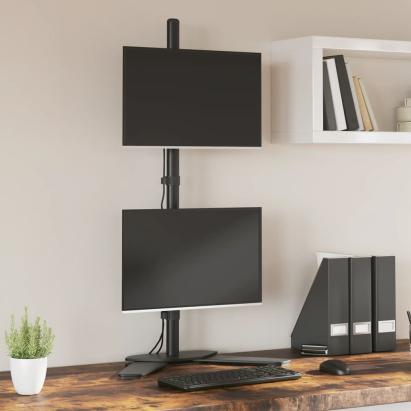 Suport de perete pentru monitor dublu VESA 75/100 mm negru oțel GartenMobel Dekor