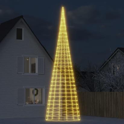 Pom de Crăciun LED pe stâlp 3000 LED-uri Alb Cald 800 cm GartenMobel Dekor