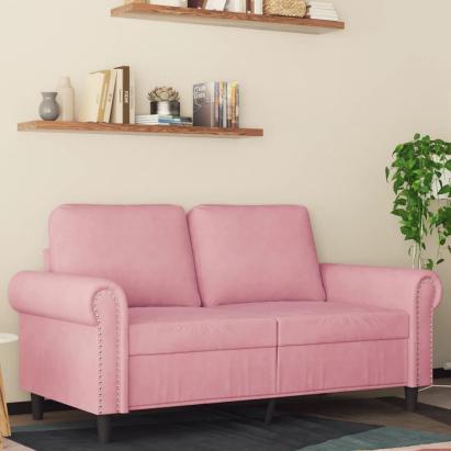 Canapea cu 2 locuri, roz, 120 cm, catifea GartenMobel Dekor