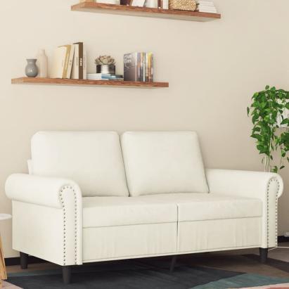 Canapea cu 2 locuri, crem, 120 cm, catifea GartenMobel Dekor