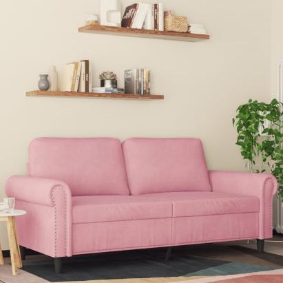 Canapea cu 2 locuri, roz, 140 cm, catifea GartenMobel Dekor