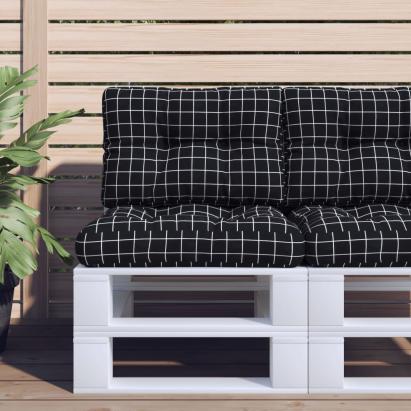 Perne de paleți, 2 buc., negru carouri, textil GartenMobel Dekor