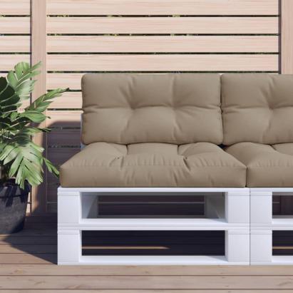 Perne de paleți, 2 buc., gri taupe, material textil GartenMobel Dekor