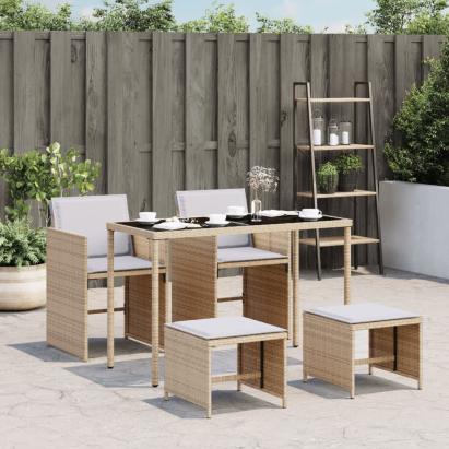 Set mobilier pentru grădină, 5 piese, cu perne, bej, poliratan GartenMobel Dekor