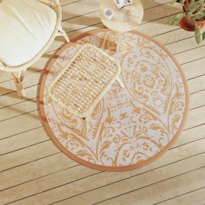 Covor de exterior, ARAKIL portocaliu și alb, Ø120 cm, PP GartenMobel Dekor