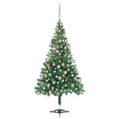 Brad de Crăciun pre-iluminat cu globuri, 120 cm, 230 ramuri GartenMobel Dekor