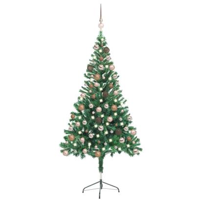 Brad de Crăciun pre-iluminat cu globuri, 150 cm, 380 de ramuri GartenMobel Dekor