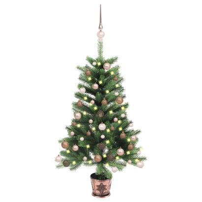 Brad Crăciun pre-iluminat artificial, set globuri, verde, 65 cm GartenMobel Dekor