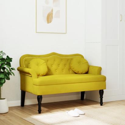 Banchetă cu perne, galben, 120,5x65x75 cm, catifea GartenMobel Dekor