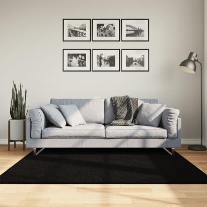 Covor HUARTE, fir scurt, moale și lavabil, negru, 160x160 cm GartenMobel Dekor