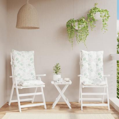 Perne de scaun spătar înalt, 2 buc, model frunze, textil Oxford GartenMobel Dekor