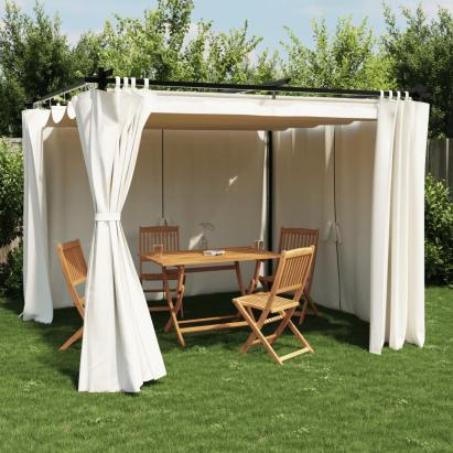 Pavilion cu draperii, gri taupe, 3x3 m, oțel GartenMobel Dekor