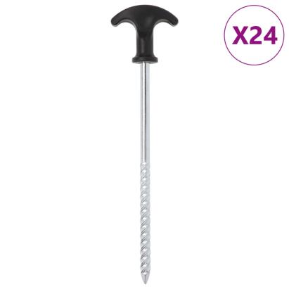 Țăruși de cort, 24 buc., 20 cm, Ø7 mm, oțel galvanizat GartenMobel Dekor