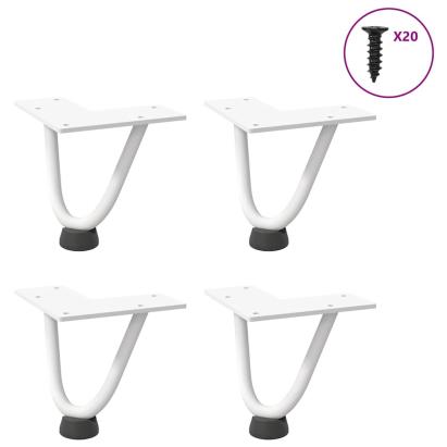 Picioare tip agrafă pentru măsuță de cafea, 4 buc., alb, 10 cm, oțel masiv GartenMobel Dekor