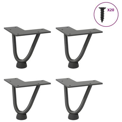 Picioare tip agrafă pentru măsuță de cafea, 4 buc., antracit, 10 cm, oțel masiv GartenMobel Dekor