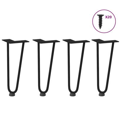 Picioare tip agrafă pentru măsuță de cafea, 4 buc., negru, 30 cm, oțel masiv GartenMobel Dekor
