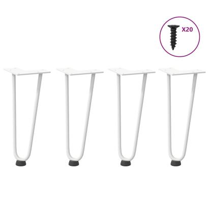 Picioare tip agrafă pentru măsuță de cafea, 4 buc., alb, 30 cm, oțel masiv GartenMobel Dekor