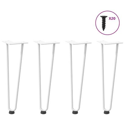 Picioare tip agrafă pentru măsuță de cafea, 4 buc., alb, 42 cm, oțel masiv GartenMobel Dekor