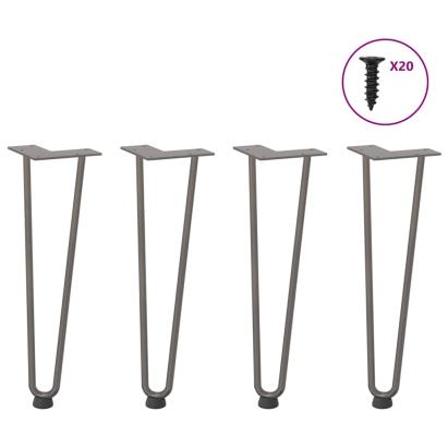 Picioare tip agrafă pentru măsuță de cafea, 4 buc., oțel natural, 42 cm, oțel masiv GartenMobel Dekor