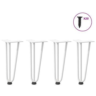 Picioare tip agrafă pentru măsuță de cafea, 4 buc., alb, 30 cm, oțel masiv GartenMobel Dekor