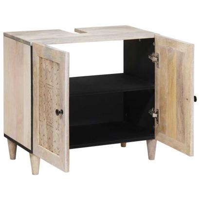 Dulap de Baie Pe perete Alb 62 x 33 x 58 cm Lemn solid de mango GartenMobel Dekor