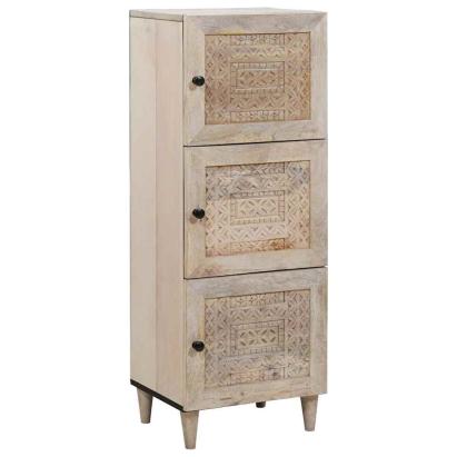 Bufet cu raft cu ușă Alb 40 x 33 x 110 cm Lemn masiv de mango GartenMobel Dekor