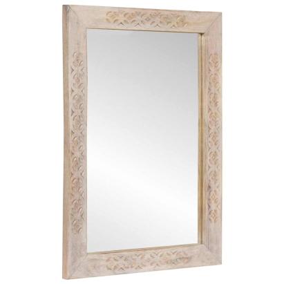 Oglindă cu oglindă Alb 57 x 70 x 3 cm Lemn masiv de mango GartenMobel Dekor