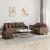 Set de canapele cu perne, 3 piese, maro, textil GartenMobel Dekor