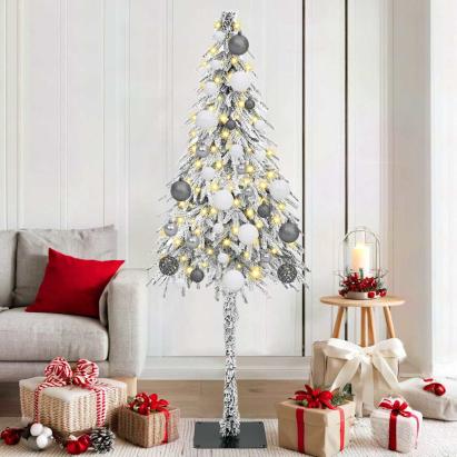 Brad de Crăciun cu lumini cu bandă LED Alb 180 cm PE GartenMobel Dekor