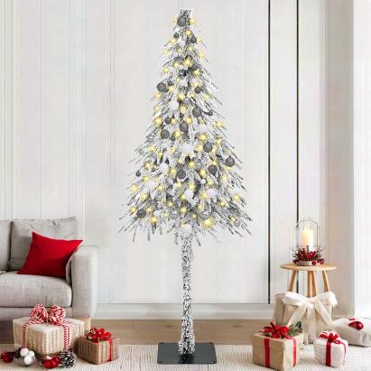Brad de Crăciun cu lumini cu bandă LED Alb 210 cm PE GartenMobel Dekor