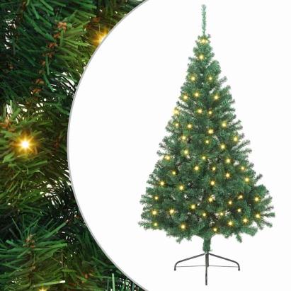 Brad de Crăciun artificial pre-iluminat Verde 240 cm PVC GartenMobel Dekor