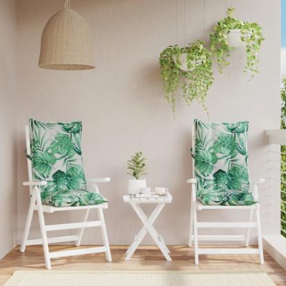 Perne de scaun spătar înalt, 2 buc, model frunze, textil Oxford GartenMobel Dekor
