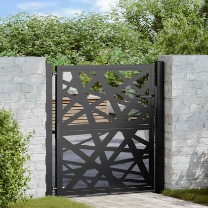Poarta de gradina neagra 105x106 cm Design cu lumina din otel GartenMobel Dekor