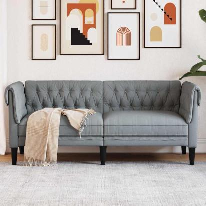 Canapea Chesterfield Argyle Gri deschis 182.5 x 74.5 x 74.5 cm GartenMobel Dekor